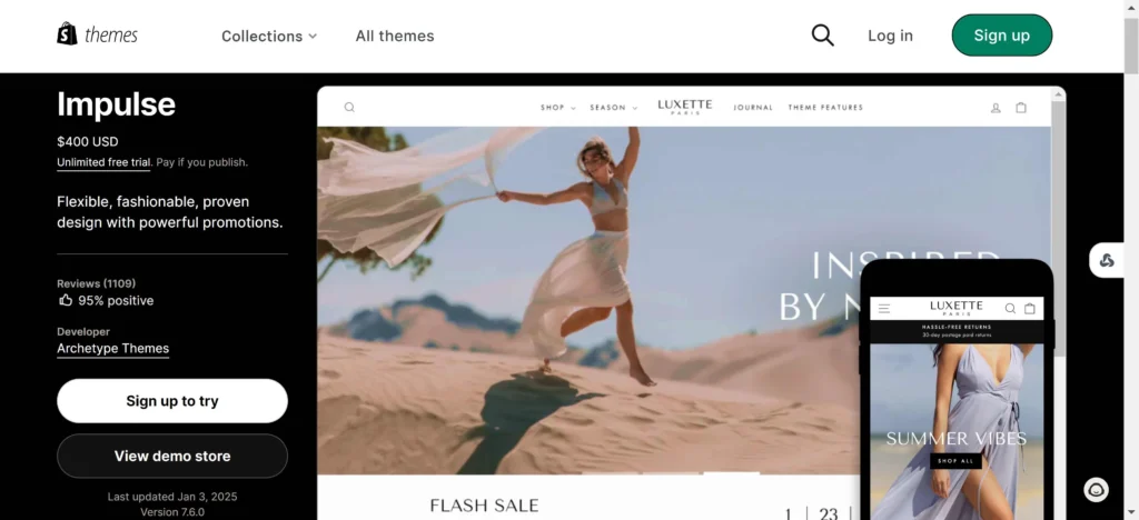 Impulse Theme Modern Ecommerce Website Template 1