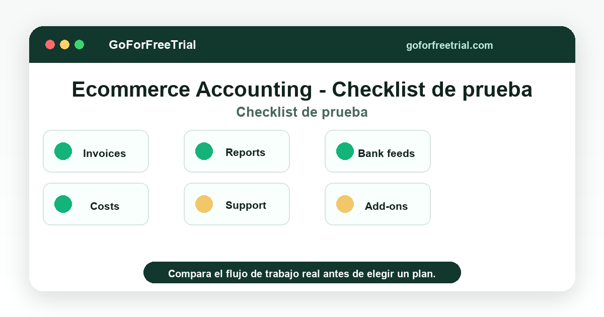Ecommerce Accounting - Checklist de prueba - Ecommerce Accounting 2026