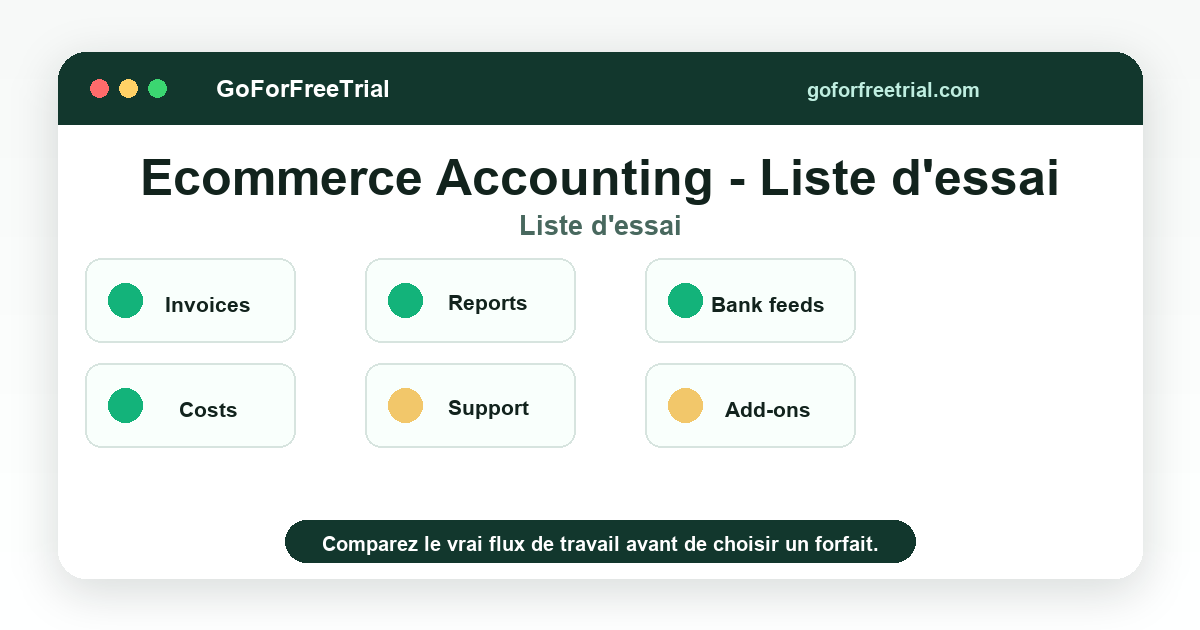 Ecommerce Accounting - Liste d'essai - Ecommerce Accounting 2026
