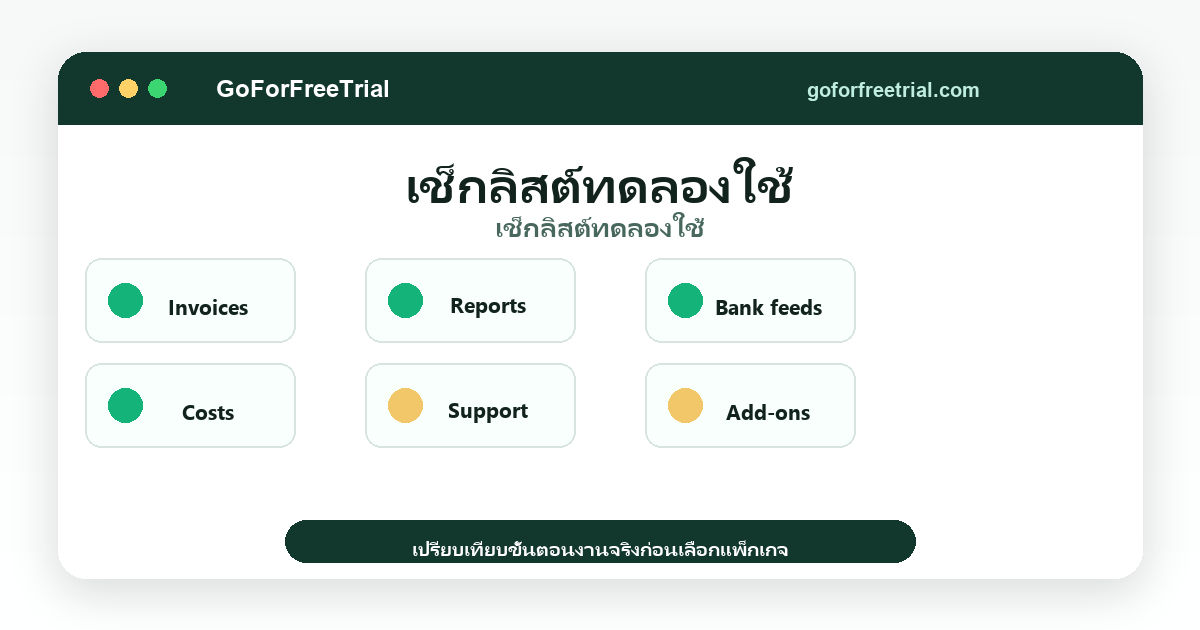 เช็กลิสต์ทดลองใช้ - Free Bookkeeping 2026
