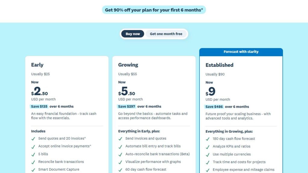 xero pricing plans 2026 Xero pricing page showing current accounting software plans and promotional offer in 2026