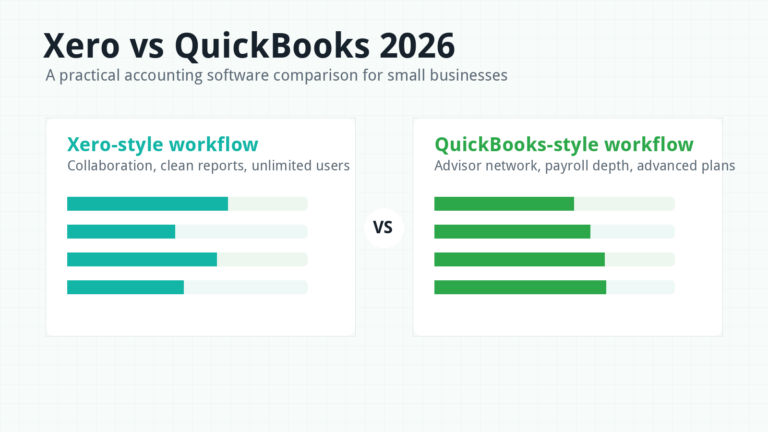 Xero vs QuickBooks 2026 accounting software comparison banner
